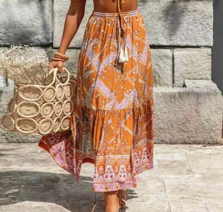 Boho Maxi Skirt Bohemian Women Maxi Skirt Summer Boho Ruffle | Etsy