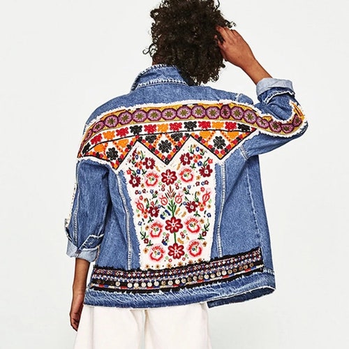 oversized embroidered denim jacket