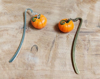 Autumn pumpkin bookmarks in polymer clay - Handmade