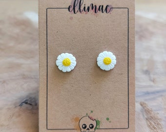 Earrings, chips, daisies in polymer clay - Handmade