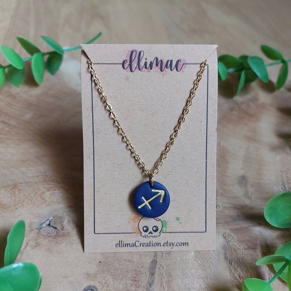 Collier pendentif signes astrologiques au choix en pâte polymère, thème astrologie - Fait main