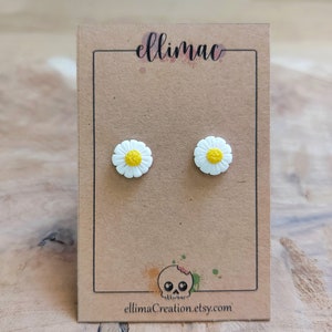 Earrings, chips, daisies in polymer clay Handmade image 1