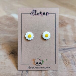 Earrings, chips, daisies in polymer clay Handmade image 2