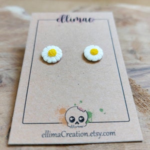Earrings, chips, daisies in polymer clay Handmade image 4