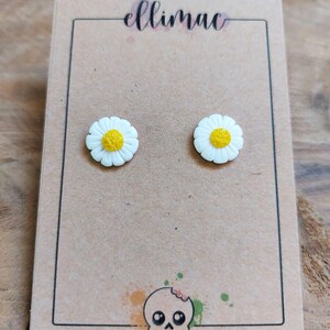 Earrings, chips, daisies in polymer clay Handmade image 3