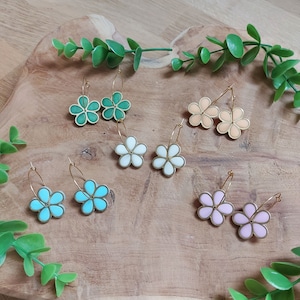 Original daisy earrings in polymer clay and stainless steel - Handmade