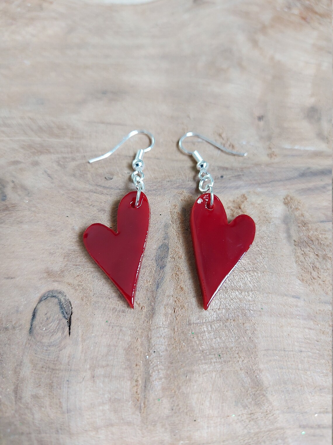 Bright red heart earrings in polymer paste Valentine's Etsy