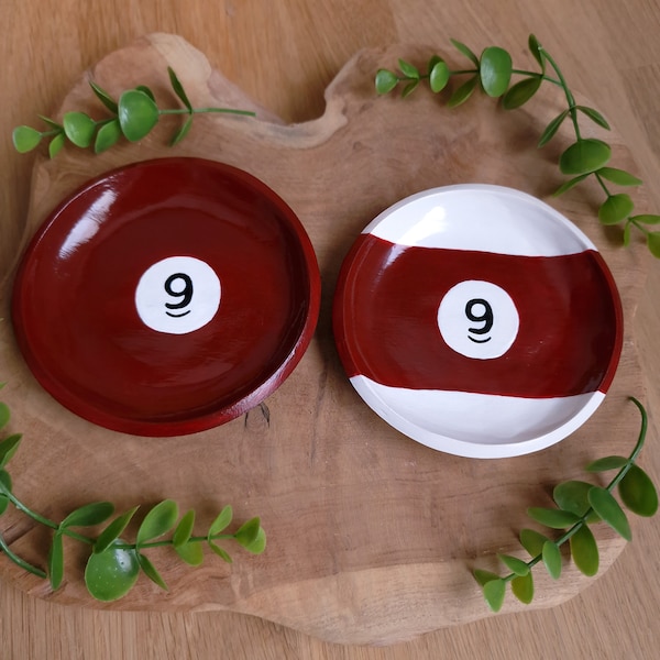 Clay bowl with billiard balls, decorative bowl - Handmade