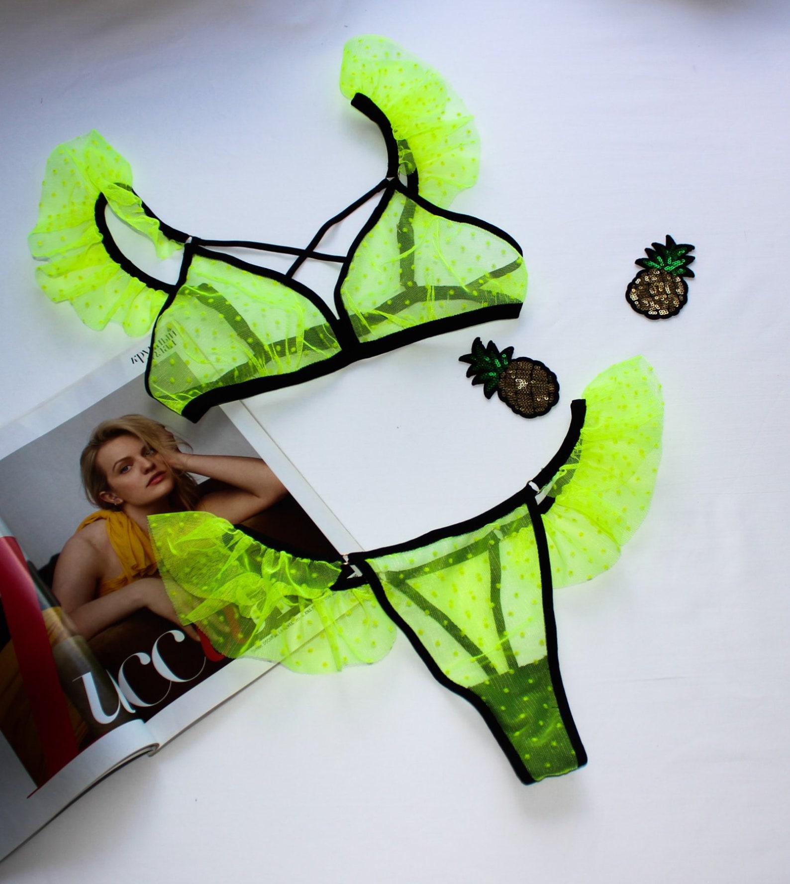 Neon lingerie setBright lingeriedentelle sousvêtements Etsy