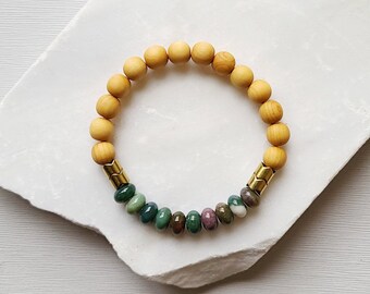 Aromatherapy Bracelet Yoga Jewelry Natural Gemstone Good Luck Bracelet Colorful Mixed Jade Gemstone Diffuser Bracelet Gift For Her