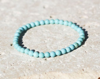 Turquoise Howlite Gemstone Bracelet, Natural Stone Bracelet, Yoga Jewelry, Meditation Bracelet, Good Luck Bracelet, Gift for Her/Him