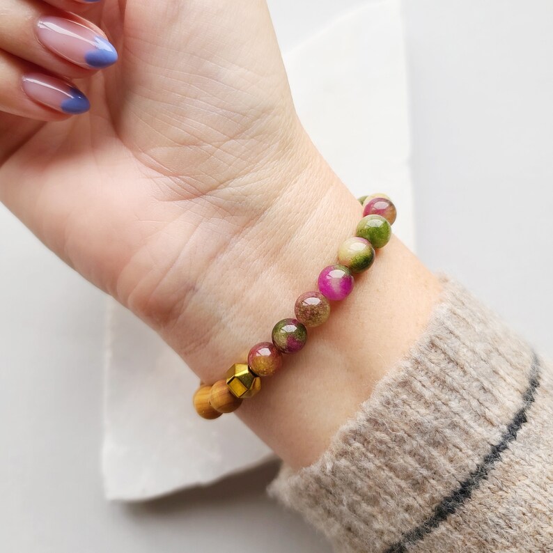 Aromatherapy Bracelet Yoga Jewelry Natural Gemstone Good Luck Bracelet Colorful Mixed Jade Gemstone Diffuser Bracelet Gift For Her