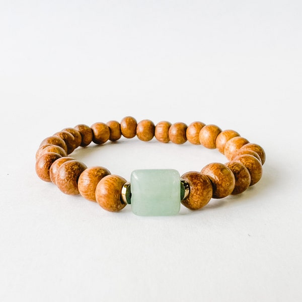 SALE Green Aventurine and Wood Diffuser Bracelet, Womens Bracelet, Gemstone Jewelry, Essential Oil Bracelet, Gift Idea, Diffuser Jewelry