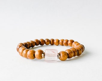 Pink Aventurine Love Bracelet, Bayong Wood Diffuser Bead Bracelet, Yoga Women's Aromatherapy Bracelet