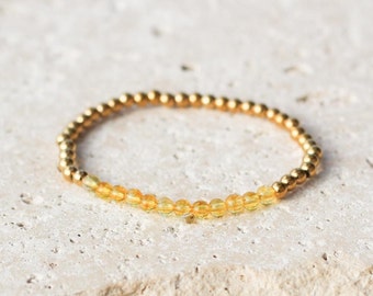 Citrine Gemstone Bracelet, November Birthstone Bracelet, Gift For Her, Gold Bracelet, Small Bead Bracelet