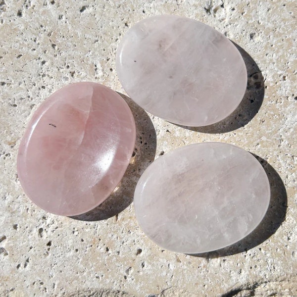 Small Rose Quartz Worry Stone - Natural Stone for Soothing Energy and Comfort