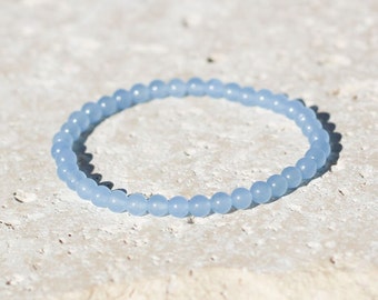 Blue Jade Gemstone Bracelet, Natural Stone Bracelet, Yoga Jewelry, Meditation Bracelet, Good Luck Bracelet, Gift for Her, Gift for Him