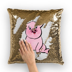Pig Sequin Cushion / With or Without Insert / fun animal cushion / pig lover gift