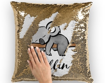 Koala Chillin&#39; Koala Sequin Cushion / With or Without Insert / fun animal cushion