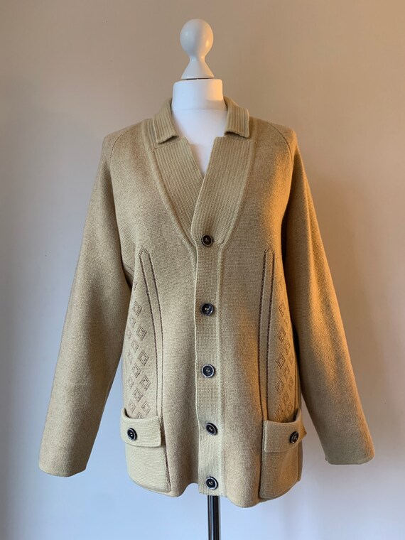 Yellow 70s Vintage Wool Button up Cardigan