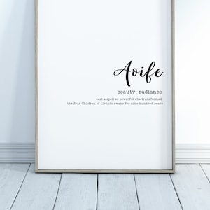 Aoife - Irish name meaning print - nursery print - new baby - name definition