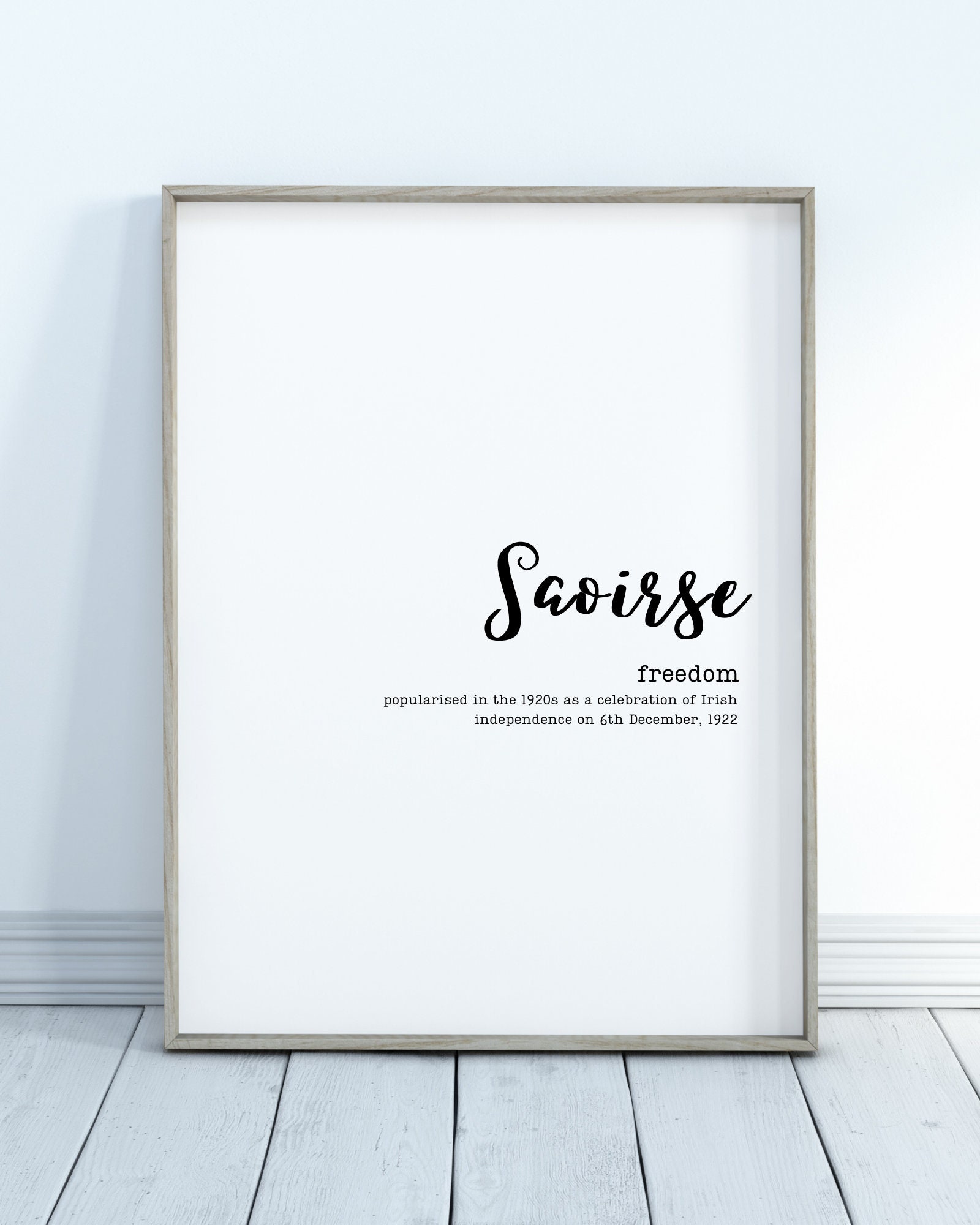 Saoirse Irish Name Meaning Print Nursery Print New Baby Name Definition Etsy