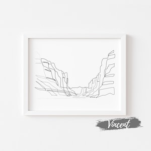 Grand Canyon Abstract Line Drawing Art Printable JPEG PNG & SVG Cut Files, Arizona Travel Poster Prints, Nature Park Room Wall Decor