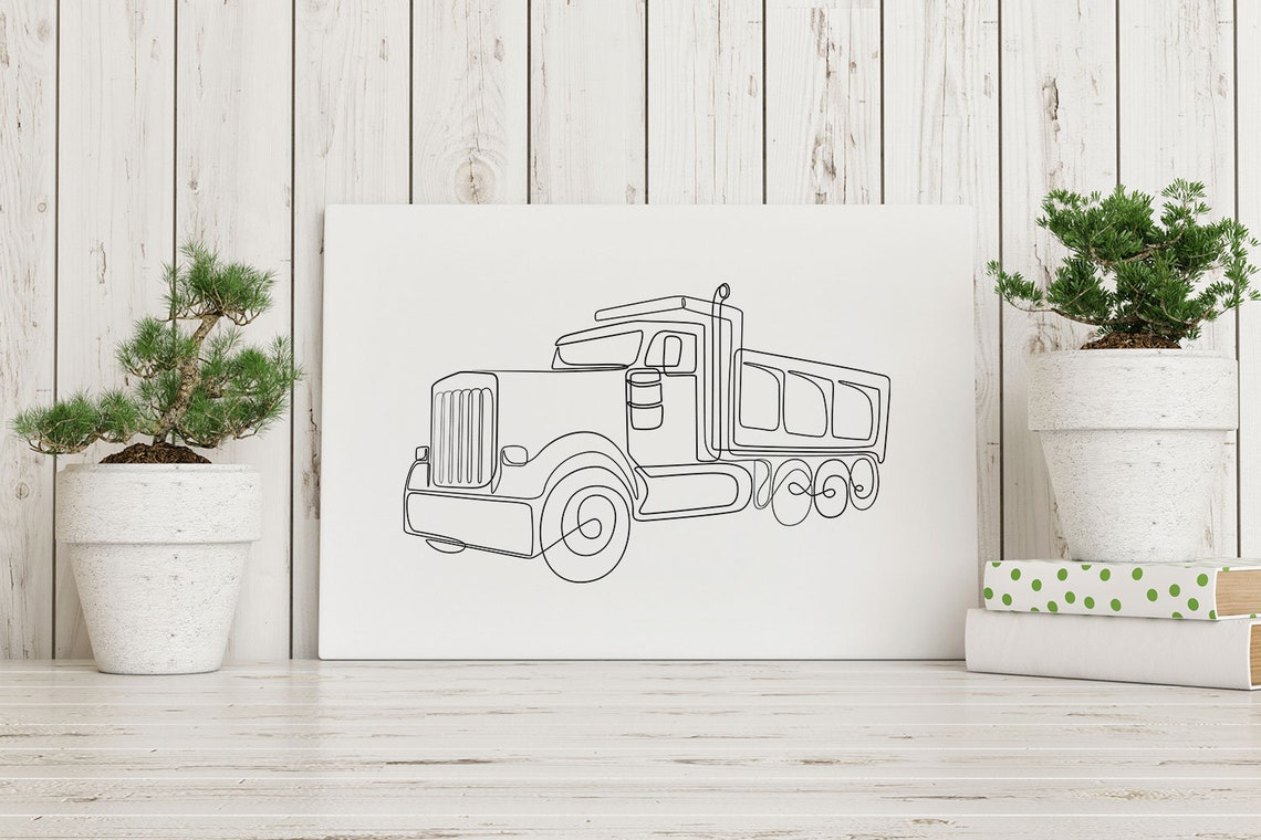 Dump Truck Line Art Prints Construction Vehicle Drawing - Etsy