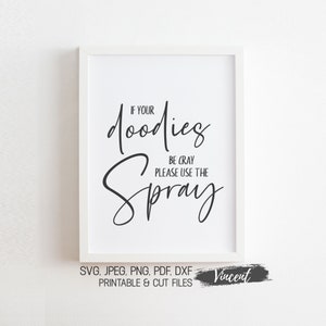 If You Doodies Be Cray Please Use The Spray Bathroom Wall Art Printable & Cut Files SVG JPEG PNG Pdf, Funny Toilet Sign Art Decor Prints