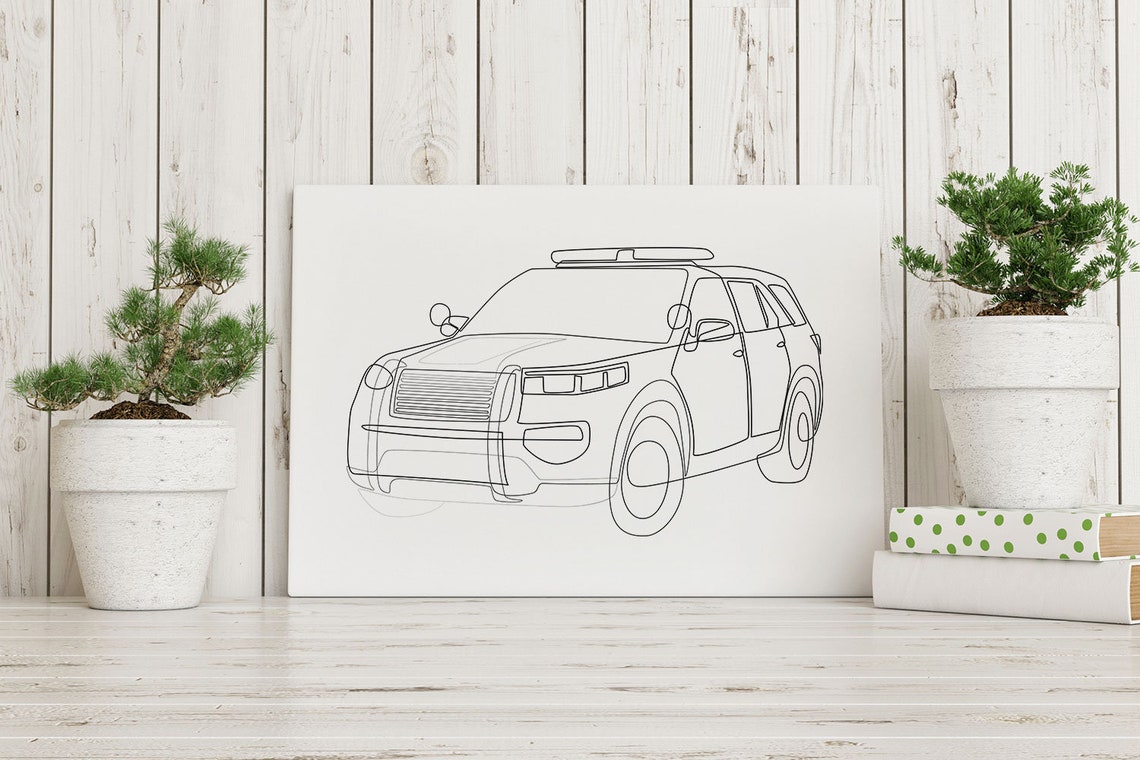 Modern Police SUV Car Line Art Printable JPEG PDF Abstract | Etsy