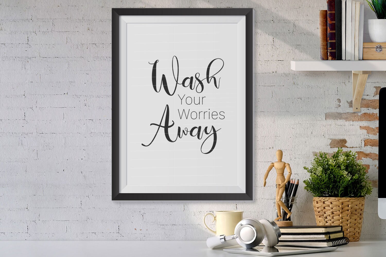 Wash Your Worries Away Bathroom Sign Printable & Cut Files SVG JPG PDF ...