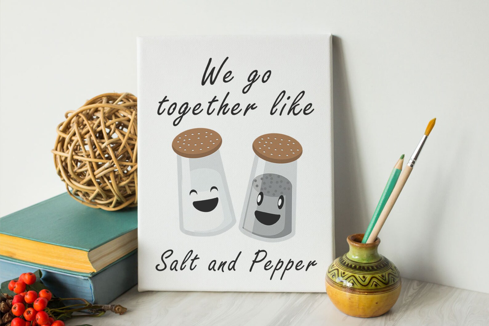 We Go Together Like Salt and Pepper Kitchen Pun Wall Art Printable JPEG