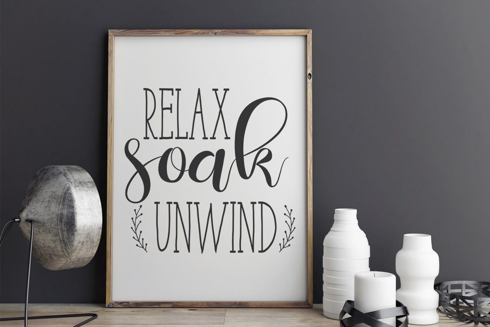 Relax Soak Unwind Printable Bathroom Sign SVG JPEG PDF Png | Etsy