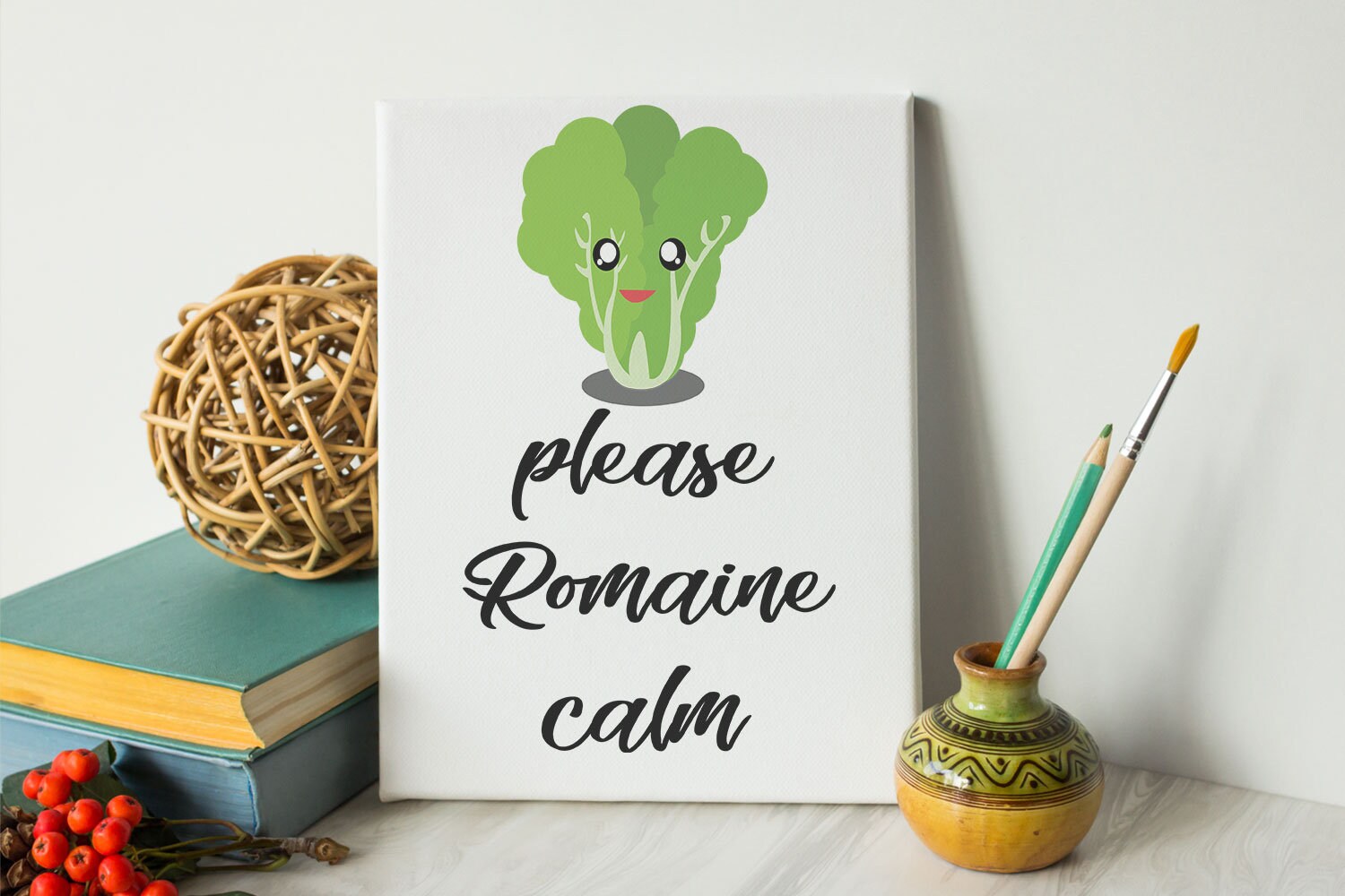 Please Romaine Calm Pun Drawing Printable JPEG Images Funny - Etsy