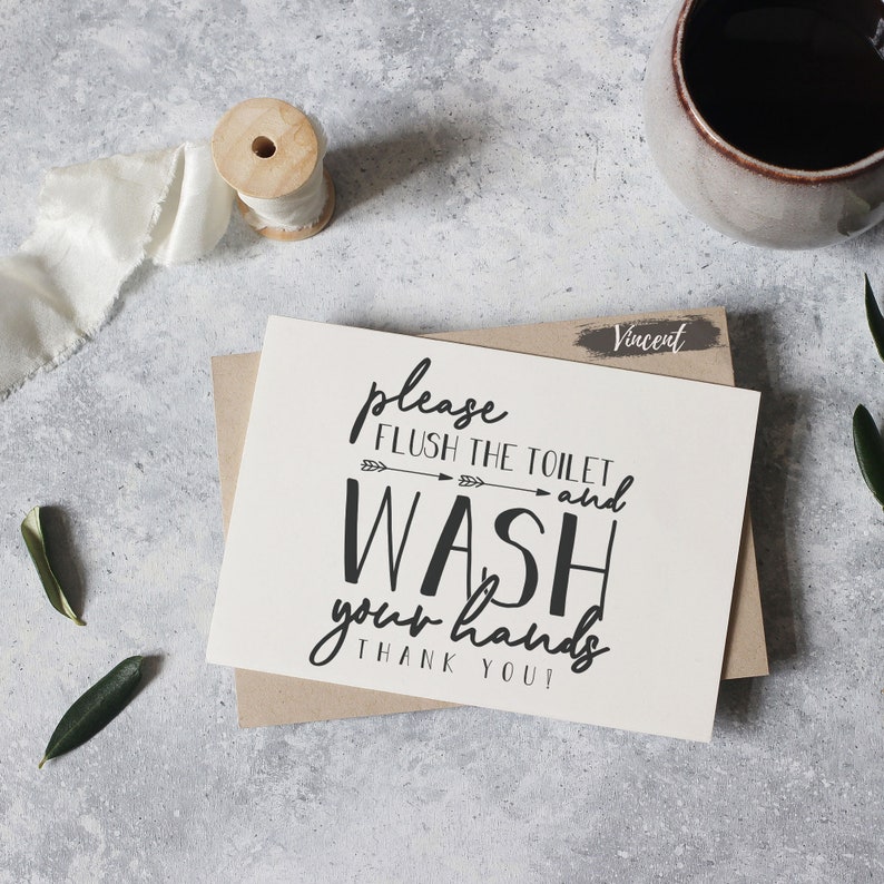 Please Flush and Wash Your Hands Toilet Sign Printable JPEG PDF & SVG ...