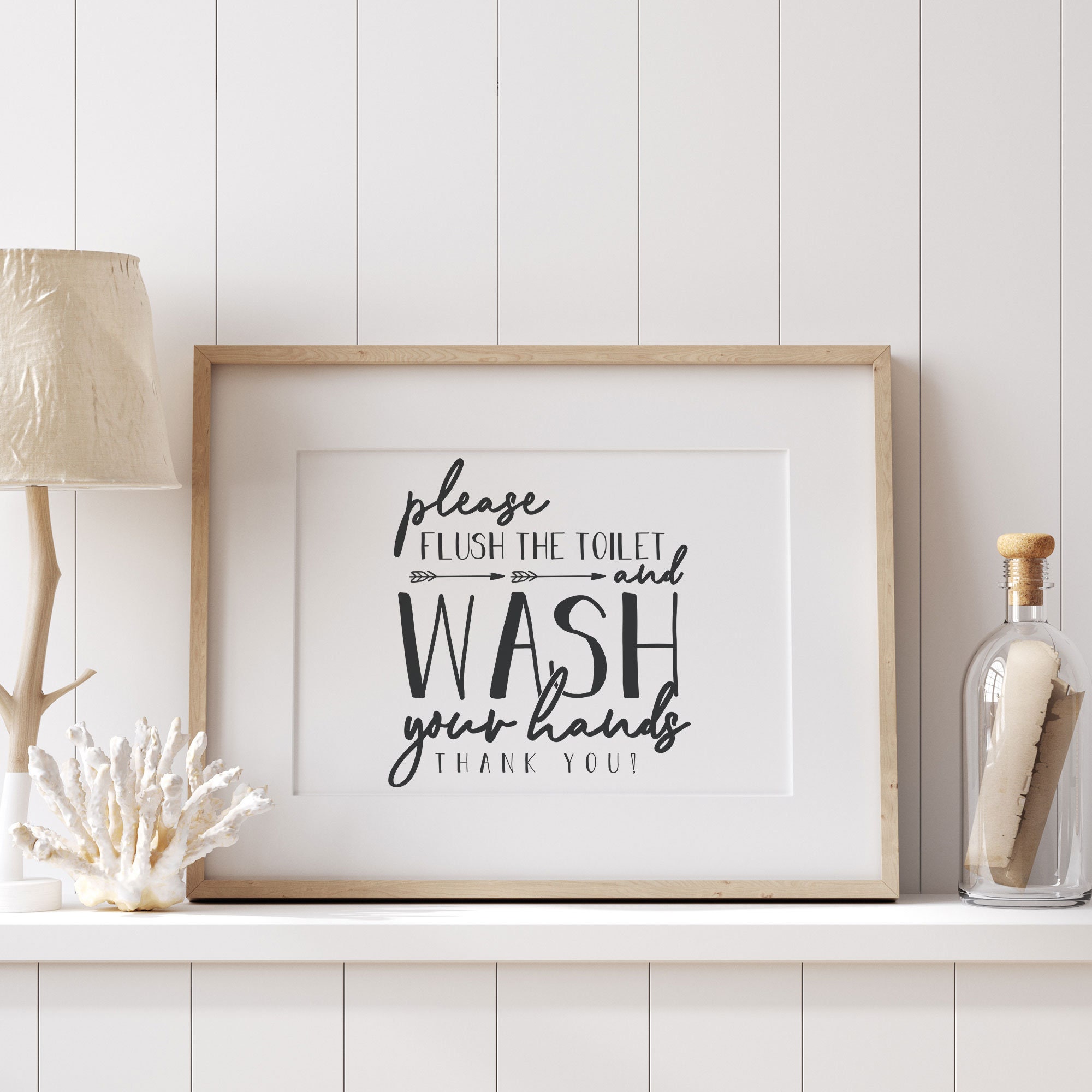 Please Flush and Wash Your Hands Toilet Sign Printable JPEG PDF & SVG ...