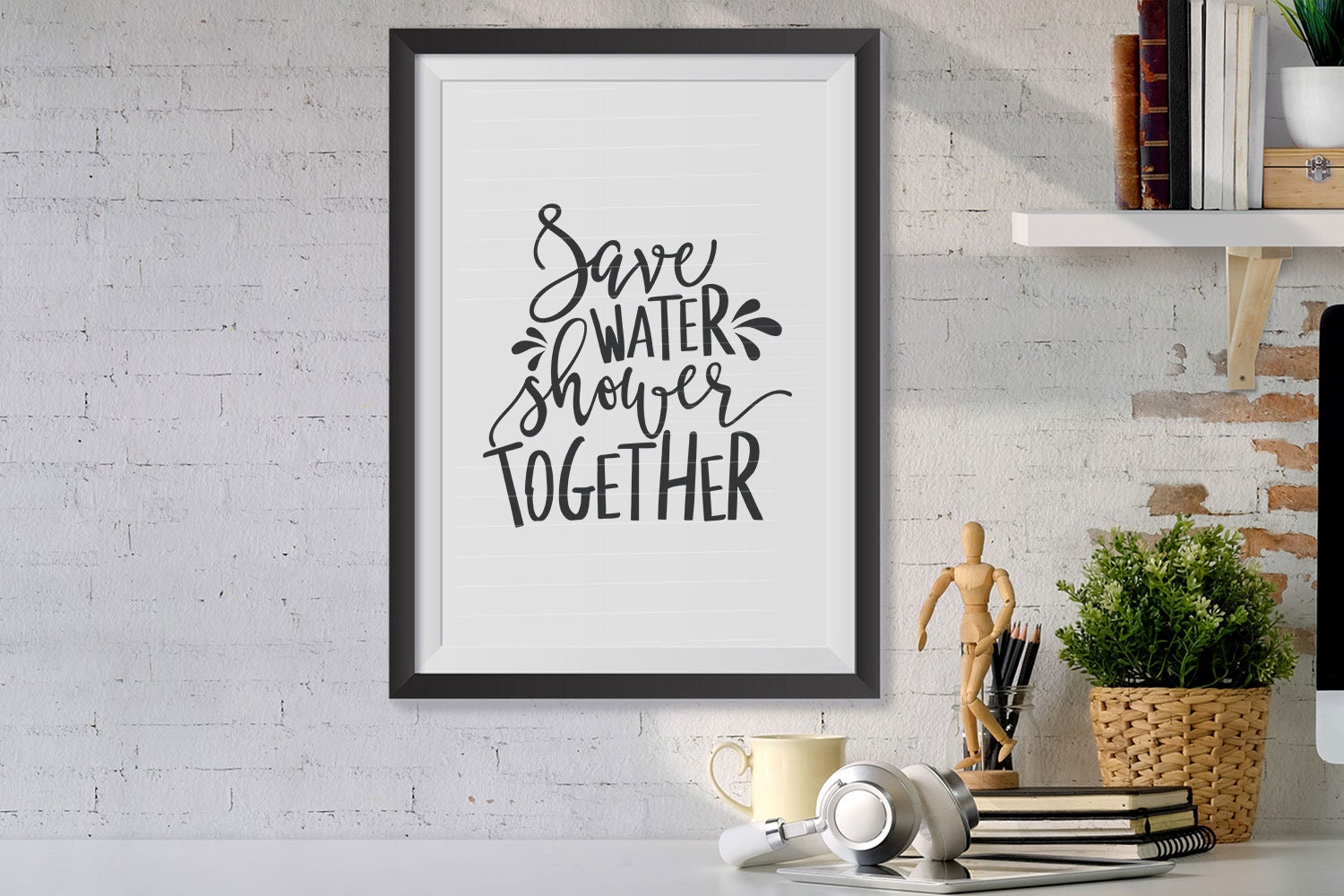 Save Water Shower Together Sign Printable & Cut Files SVG JPEG | Etsy