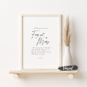 And The Angel Said Into Her Fear Not Luke 1:35 Bible Verse Printable JPG PNG & SVG Cut Files, Christmas Family Quote Wall Sign Decor Prints