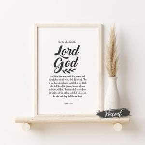 Und die Rippe, die der Herr Gott Ehe JPG PNG druckbare & SVG geschnittene Dateien, motivierende Genesis 2:22-24 Bibelvers Geschenkkarte druckt