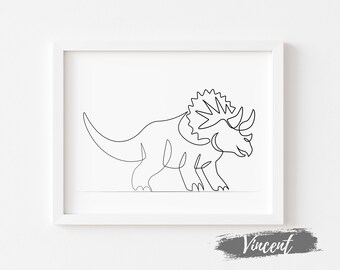 Triceratops Kids Dinosaur Birthday Card Printable JPEG PNG & SVG Cut Files, Boys Playroom Wall Art Decor Prints, Abstract Reptile Drawing