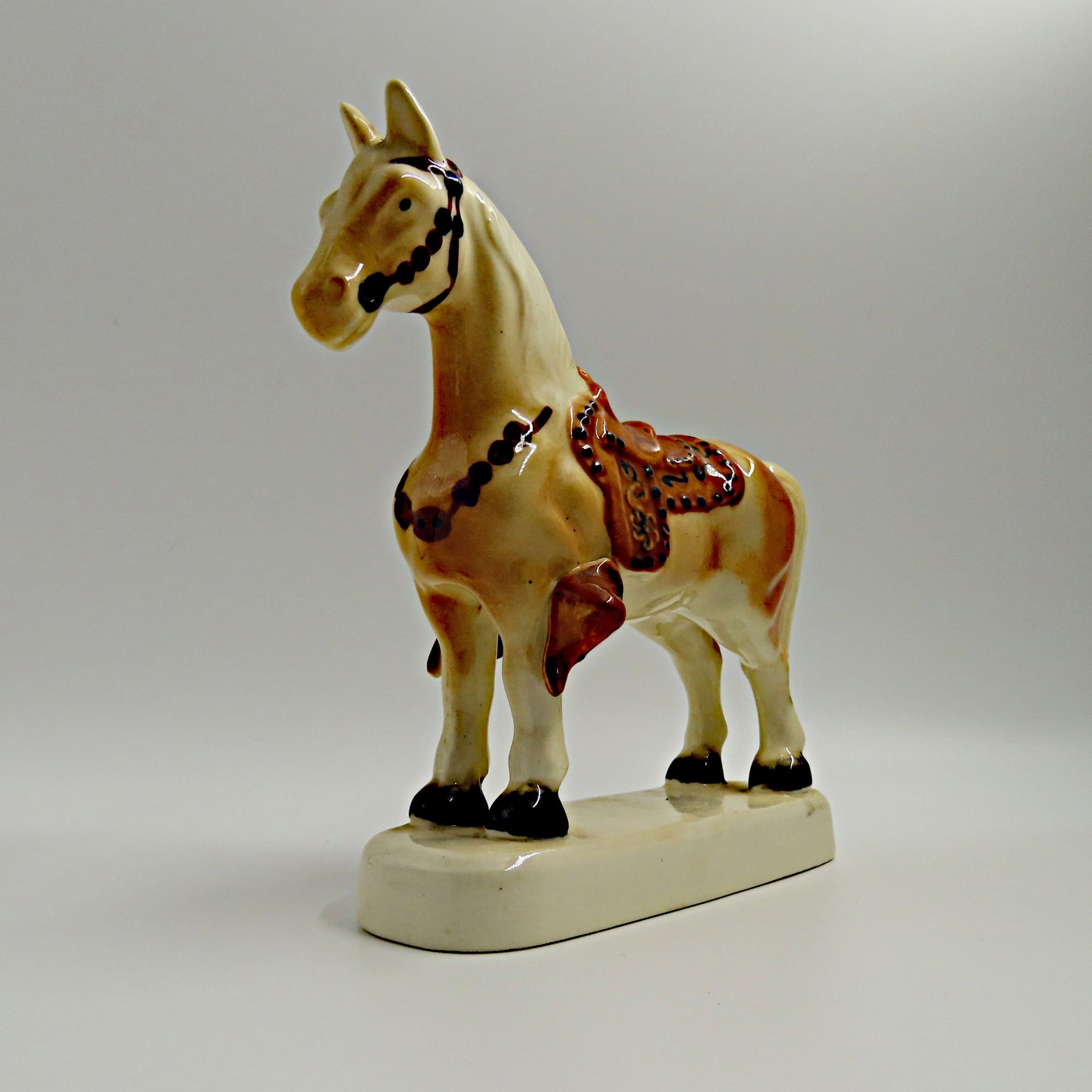 Vintage Handpainted Porcelain Horse Figurine Etsy