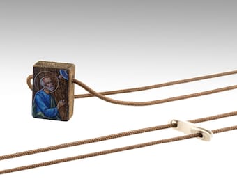 SAINT JONAH Handmade necklace, religious Charm Jewelry, amulet, talisman, saint, Orthodox, gift, silver, wood, gift ideas