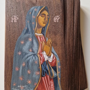 Our Lady of Guadalupe Virgin Mary Hand painted Orthodox icon, religious item, handmade painting
