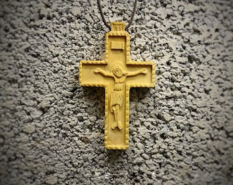 Collier croix orthodoxe des moines du mont Athos, cadeau religieux en bois, croix sculptée à la main, croix en bois orthodoxe grecque, pendentif Сhristian en bois