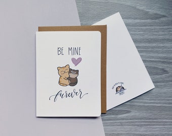 Be Mine Furever | Punny card for cat lovers, cute blank love cards, personalized cat cards