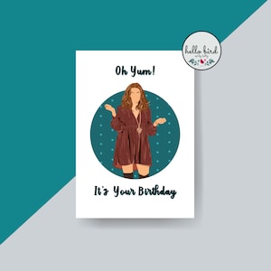 Carte d'anniversaire inspirée d'Alexis Rose | Portrait sans visage Alexis Rose | Miam, c'est ton anniversaire ! | Disponible en deux tailles