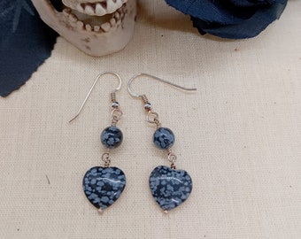 sterling silver heart dangle earrings
