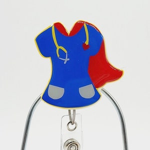 Nursing Hero Cape Retractable Badge Reel: Epoxy Super Hero Nursing Cartoon ID Holder