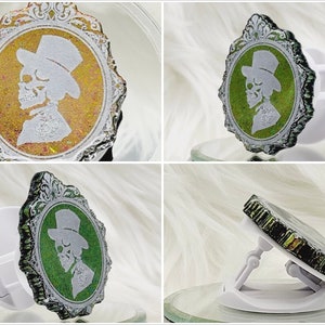 Goth Sir Skeleton Phone Grip or Retractable Badge Reel: Color Shift Mr Skeleton Phone Stand or ID Holder