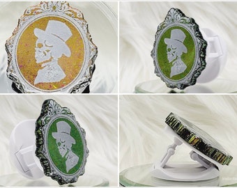 Goth Sir Skeleton Phone Grip or Retractable Badge Reel: Color Shift Mr Skeleton Phone Stand or ID Holder